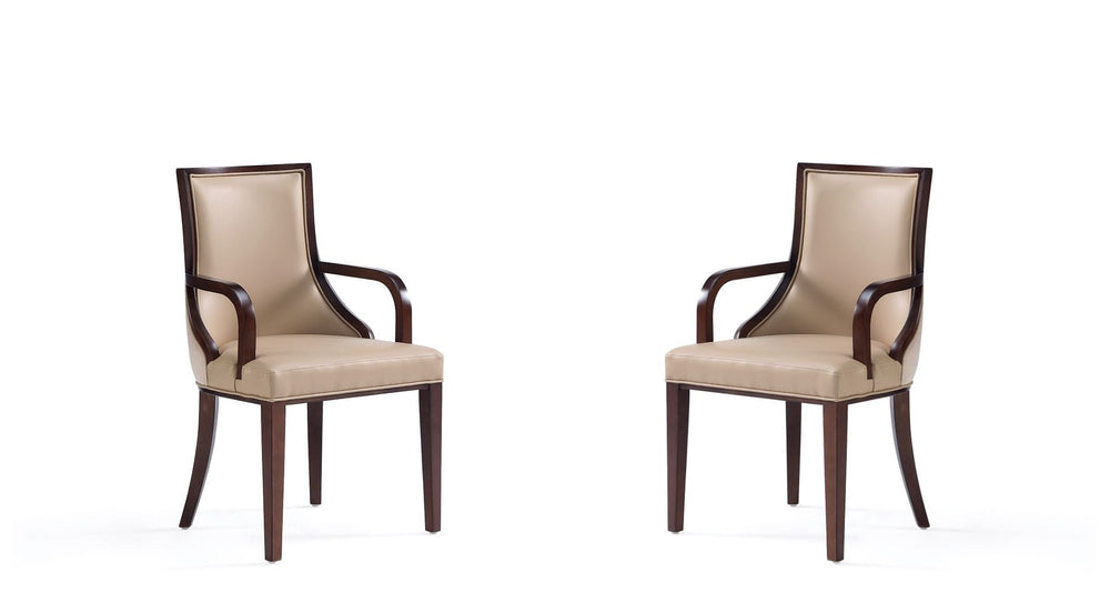 Manhattan Comfort Grand Traditional Dining Armchair- Set of 2 Tan 2-DC048AR-TN