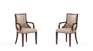 Manhattan Comfort Grand Traditional Dining Armchair- Set of 2 Tan 2-DC048AR-TN