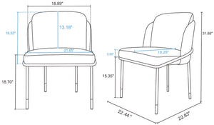 Manhattan Comfort Flor Modern Dining Chair - Set of 2 Black 2-DC052-BK