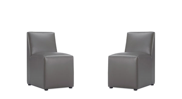 Manhattan Comfort Anna Square Modern Dining Chair- Set of 2 Pewter 2-DC058-PE