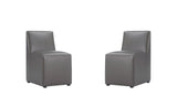 Manhattan Comfort Anna Square Modern Dining Chair- Set of 2 Pewter 2-DC058-PE