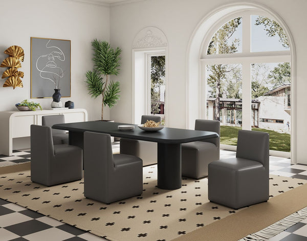 Manhattan Comfort Anna Square Modern Dining Chair- Set of 2 Pewter 2-DC058-PE