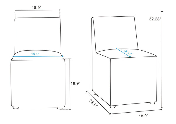 Manhattan Comfort Anna Square Modern Dining Chair- Set of 2 Pewter 2-DC058-PE
