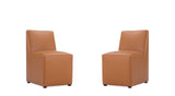 Manhattan Comfort Anna Square Modern Dining Chair- Set of 2 Saddle 2-DC058-SA