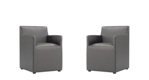 Manhattan Comfort Anna Square Modern Dining Armchair - Set of 2 Pewter 2-DC058AR-PE