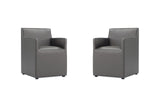 Manhattan Comfort Anna Square Modern Dining Armchair - Set of 2 Pewter 2-DC058AR-PE