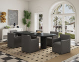 Manhattan Comfort Anna Square Modern Dining Armchair - Set of 2 Pewter 2-DC058AR-PE