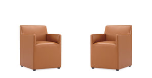 Manhattan Comfort Anna Square Modern Dining Armchair - Set of 2 Saddle 2-DC058AR-SA