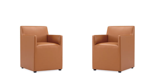 Manhattan Comfort Anna Square Modern Dining Armchair - Set of 2 Saddle 2-DC058AR-SA