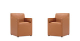 Manhattan Comfort Anna Square Modern Dining Armchair - Set of 2 Saddle 2-DC058AR-SA