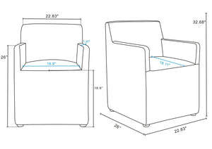 Manhattan Comfort Anna Square Modern Dining Armchair - Set of 2 Saddle 2-DC058AR-SA