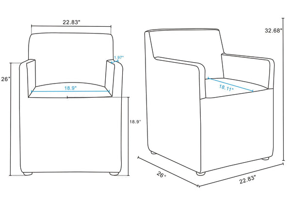 Manhattan Comfort Anna Square Modern Dining Armchair - Set of 2 Saddle 2-DC058AR-SA