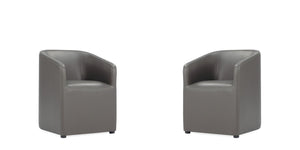Manhattan Comfort Anna Round Modern Dining Armchair - Set of 2 Pewter 2-DC059AR-PE