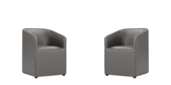Manhattan Comfort Anna Round Modern Dining Armchair - Set of 2 Pewter 2-DC059AR-PE