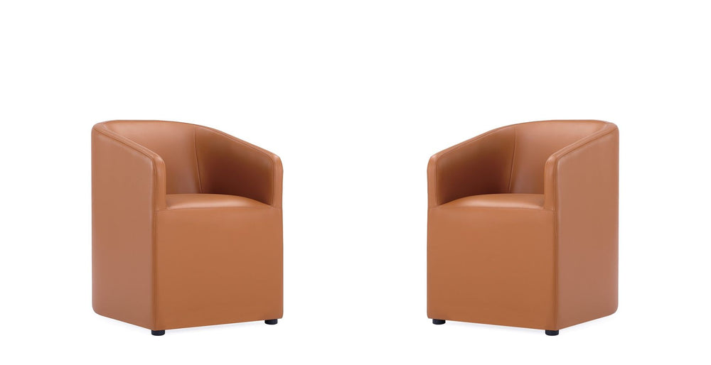 Manhattan Comfort Anna Round Modern Dining Armchair - Set of 2 Saddle 2-DC059AR-SA
