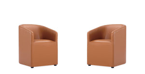 Manhattan Comfort Anna Round Modern Dining Armchair - Set of 2 Saddle 2-DC059AR-SA