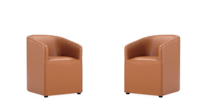 Manhattan Comfort Anna Round Modern Dining Armchair - Set of 2 Saddle 2-DC059AR-SA