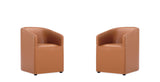 Manhattan Comfort Anna Round Modern Dining Armchair - Set of 2 Saddle 2-DC059AR-SA