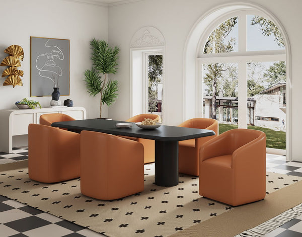 Manhattan Comfort Anna Round Modern Dining Armchair - Set of 2 Saddle 2-DC059AR-SA