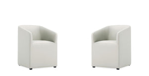 Manhattan Comfort Anna Round Modern Dining Armchair - Set of 2 Stone Grey 2-DC059AR-ST