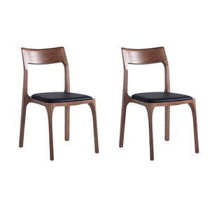Manhattan Comfort Moderno Modern Dining Chair- Set of 2 Walnut and Black DC070-BK