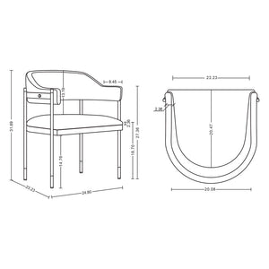 Manhattan Comfort Lia Modern Dining Armchair - Set of 2 Grey 2-DC074-GY
