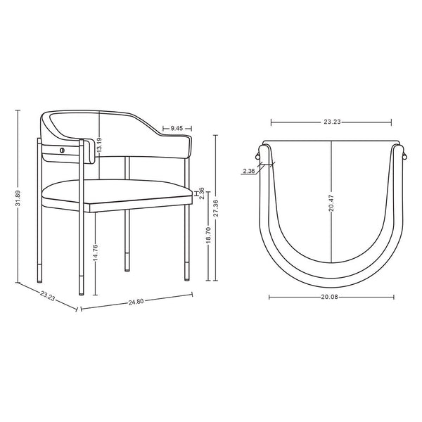 Manhattan Comfort Lia Modern Dining Armchair - Set of 2 Grey 2-DC074-GY