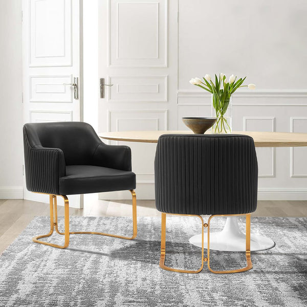 Manhattan Comfort Edra Modern Dining Armchair - Set of 2 Black 2-DC078-BK