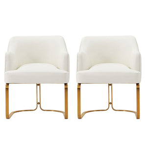 Manhattan Comfort Edra Modern Dining Armchair - Set of 2 Cream 2-DC078-CR