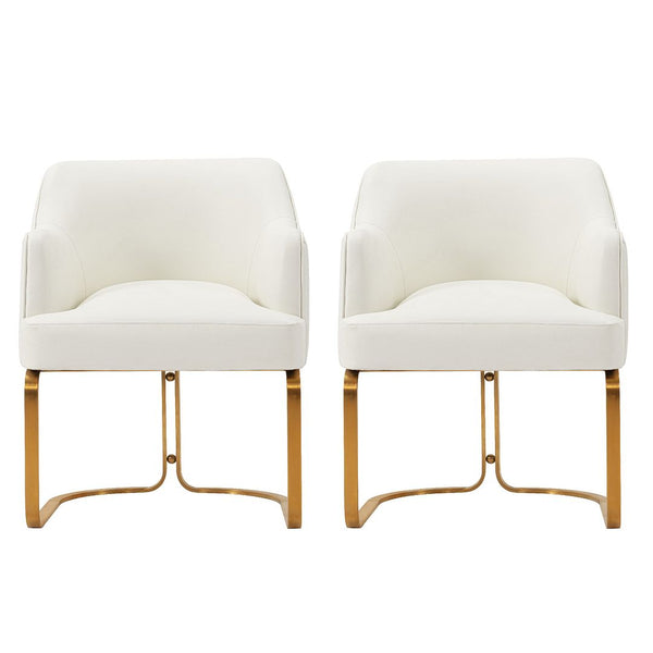 Manhattan Comfort Edra Modern Dining Armchair - Set of 2 Cream 2-DC078-CR