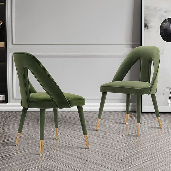 Manhattan Comfort Neda Modern Dining Chair- Set of 2 Olive Green 2-DC081-OG