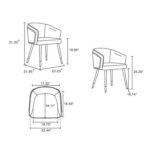 Manhattan Comfort Reeva Modern Dining Chair - Set of 2 Walnut and Camal  2-DC082-CL