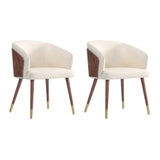Manhattan Comfort Reeva Modern Dining Chair - Set of 2 Walnut and Cream 2-DC082-CR