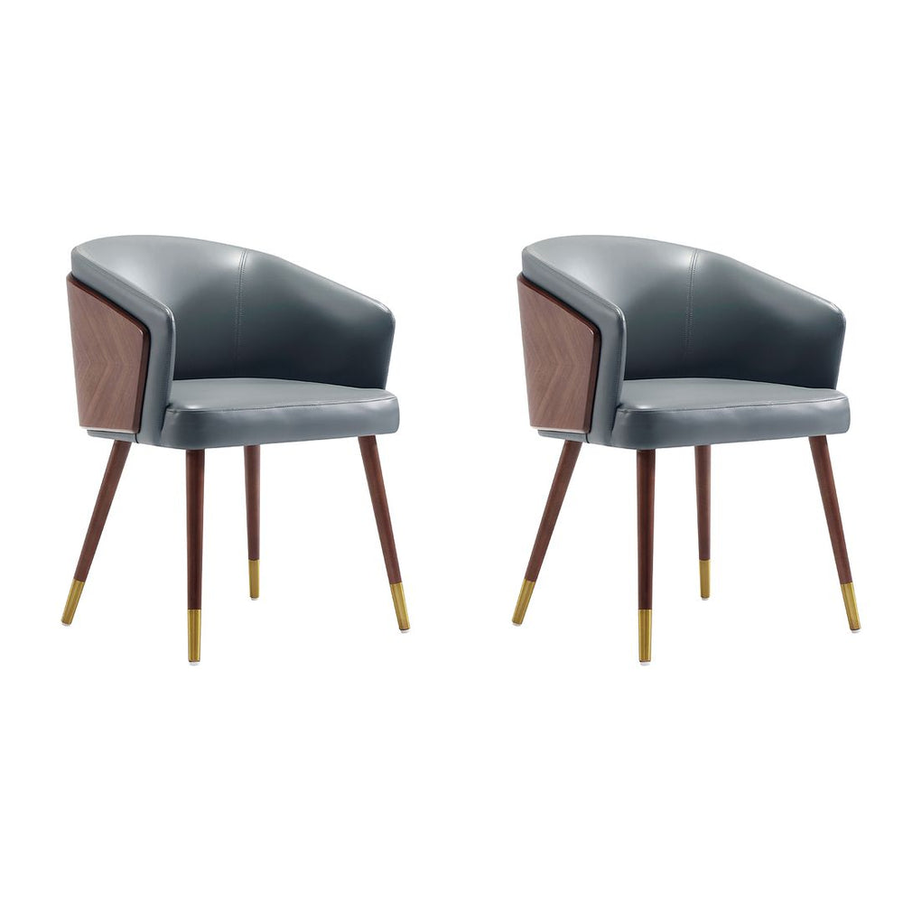 Manhattan Comfort Reeva Modern Dining Chair - Set of 2 Walnut and Graphite Grey 2-DC082-GY