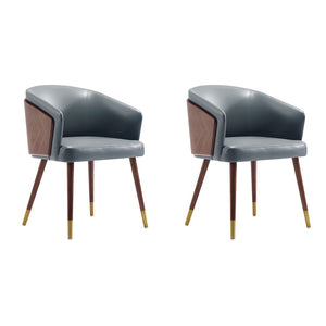 Manhattan Comfort Reeva Modern Dining Chair - Set of 2 Walnut and Graphite Grey 2-DC082-GY