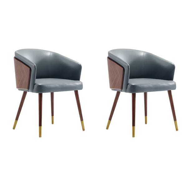 Manhattan Comfort Reeva Modern Dining Chair - Set of 2 Walnut and Graphite Grey 2-DC082-GY