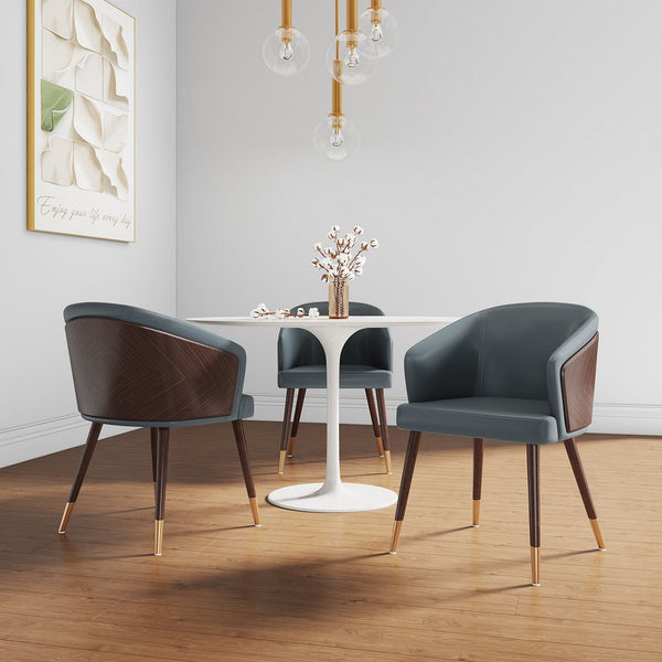 Manhattan Comfort Reeva Modern Dining Chair - Set of 2 Walnut and Graphite Grey 2-DC082-GY