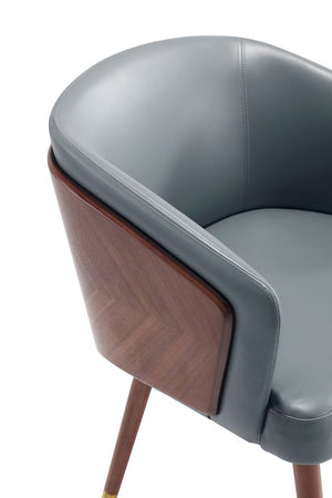 Manhattan Comfort Reeva Modern Dining Chair - Set of 2 Walnut and Graphite Grey 2-DC082-GY