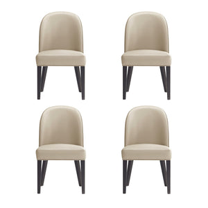 Manhattan Comfort Hillman Luxurious Leatherette & Velvet Dining Chair Set - 4 Stylish Beech Wood Legs For Comfort Sand Beech Wood 2-dc087-sd