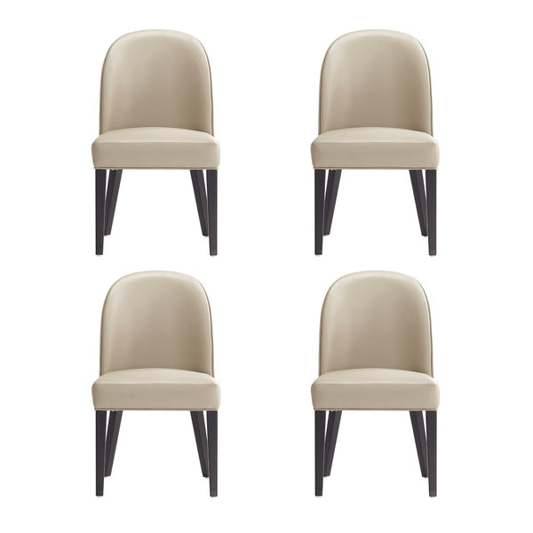 Manhattan Comfort Hillman Luxurious Leatherette & Velvet Dining Chair Set - 4 Stylish Beech Wood Legs For Comfort Sand Beech Wood 2-dc087-sd