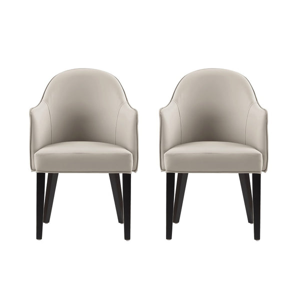 Manhattan Comfort Hillman Stylish Leatherette And Velvet Dining Armchair With Beech Wood Legs For Modern Elegance Light Grey Beech Wood 2-dc087ar2-lg