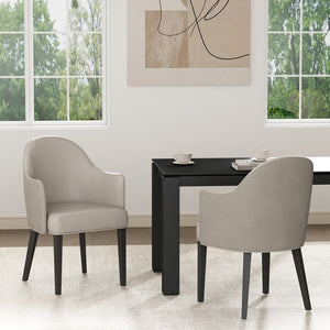 Manhattan Comfort Hillman Stylish Leatherette And Velvet Dining Armchair With Beech Wood Legs For Modern Elegance Light Grey Beech Wood 2-dc087ar2-lg