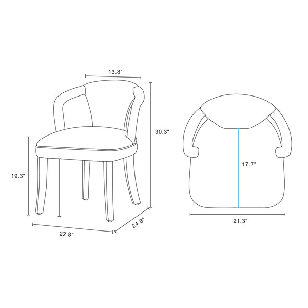 Palmer Dining Armchair in Silver Lining - Set of 2 2-DC088AR-SL Manhattan Comfort