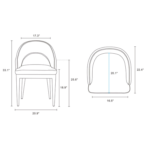 Carrington Dining Armchair in Light Grey - Set of 2 2-DC089AR-LG Manhattan Comfort