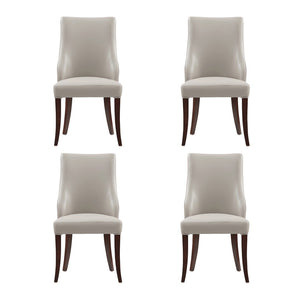 Manhattan Comfort Connie Elegant Leatherette And Velvet Dining Chairs With Beech Wood Legs - Set Of 4 For Sophisticated Dining Light Grey Beech Wood 2-dc095-lg