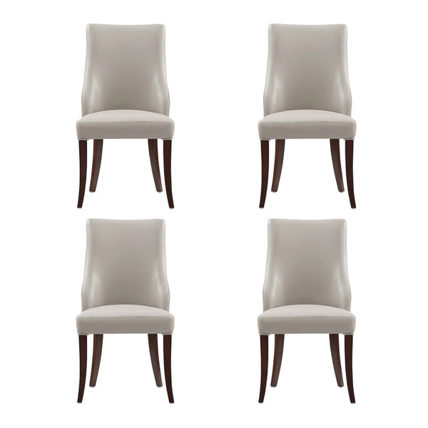 Manhattan Comfort Connie Elegant Leatherette And Velvet Dining Chairs With Beech Wood Legs - Set Of 4 For Sophisticated Dining Light Grey Beech Wood 2-dc095-lg