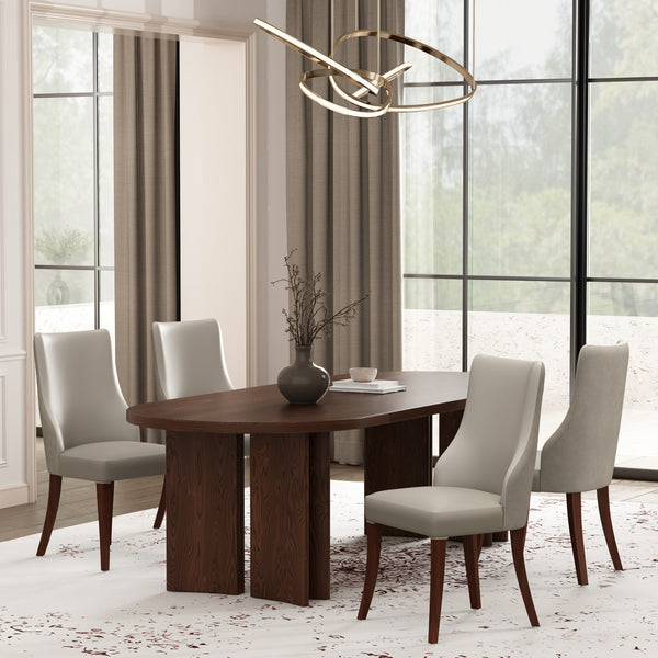 Manhattan Comfort Connie Elegant Leatherette And Velvet Dining Chairs With Beech Wood Legs - Set Of 4 For Sophisticated Dining Light Grey Beech Wood 2-dc095-lg