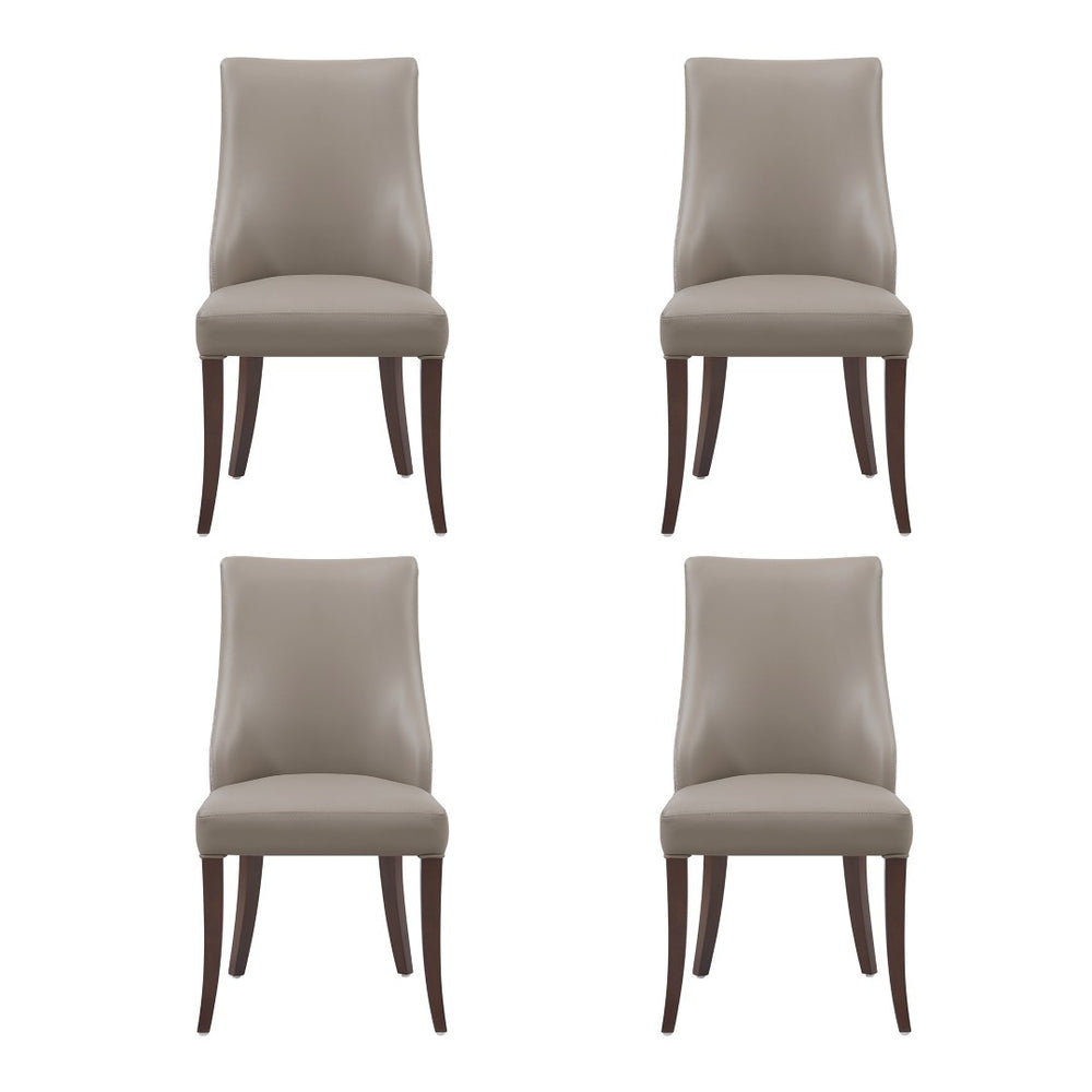 Manhattan Comfort Connie Elegant Leatherette And Velvet Dining Chairs With Beech Wood Legs - Set Of 4 For Sophisticated Dining Taupe Beech Wood 2-dc095-tp