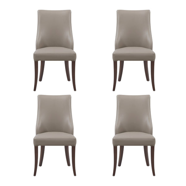 Manhattan Comfort Connie Elegant Leatherette And Velvet Dining Chairs With Beech Wood Legs - Set Of 4 For Sophisticated Dining Taupe Beech Wood 2-dc095-tp