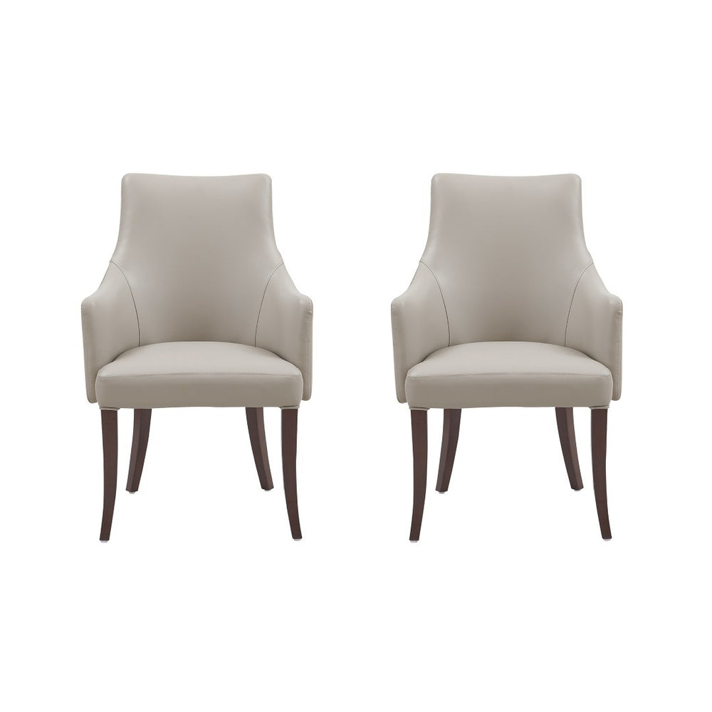 Manhattan Comfort Connie Elegant Leatherette And Velvet Dining Armchair With Beech Wood Legs For Stylish Dining Experience Light Grey Beech Wood 2-dc095ar-lg